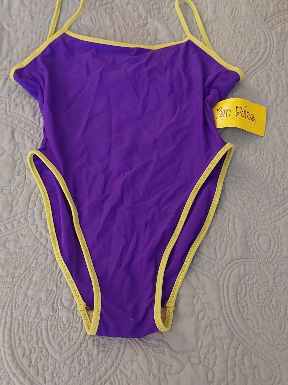 Purple One-Piece Swimsuit with Lime Trim